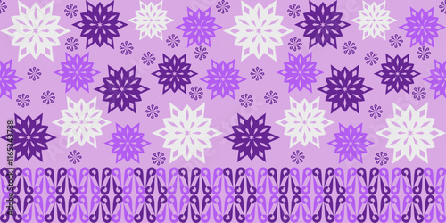 Winter floral snowflake seamless pattern with holiday charm and icy blue tones