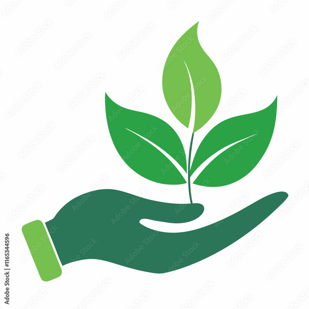 Hand Holding Leaf: Symbol of Care for Nature Vector Design Hand Holding Leaf: Symbol of Care for Nature Vector Design