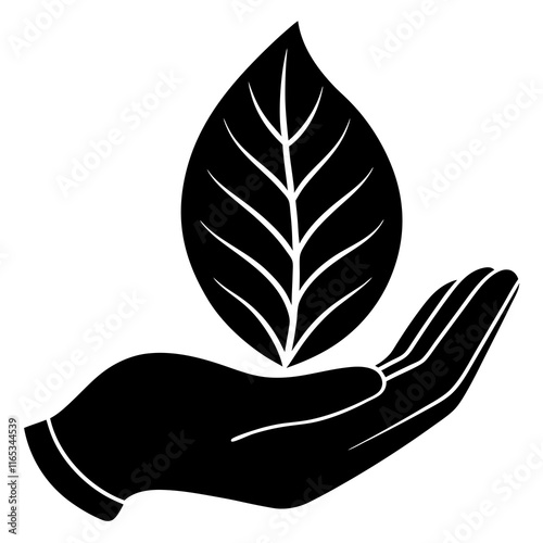 Hand Holding Leaf: Symbol of Care for Nature Vector Design