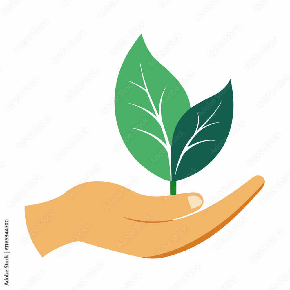 Hand Holding Leaf: Symbol of Care for Nature Vector Design Hand Holding Leaf: Symbol of Care for Nature Vector Design