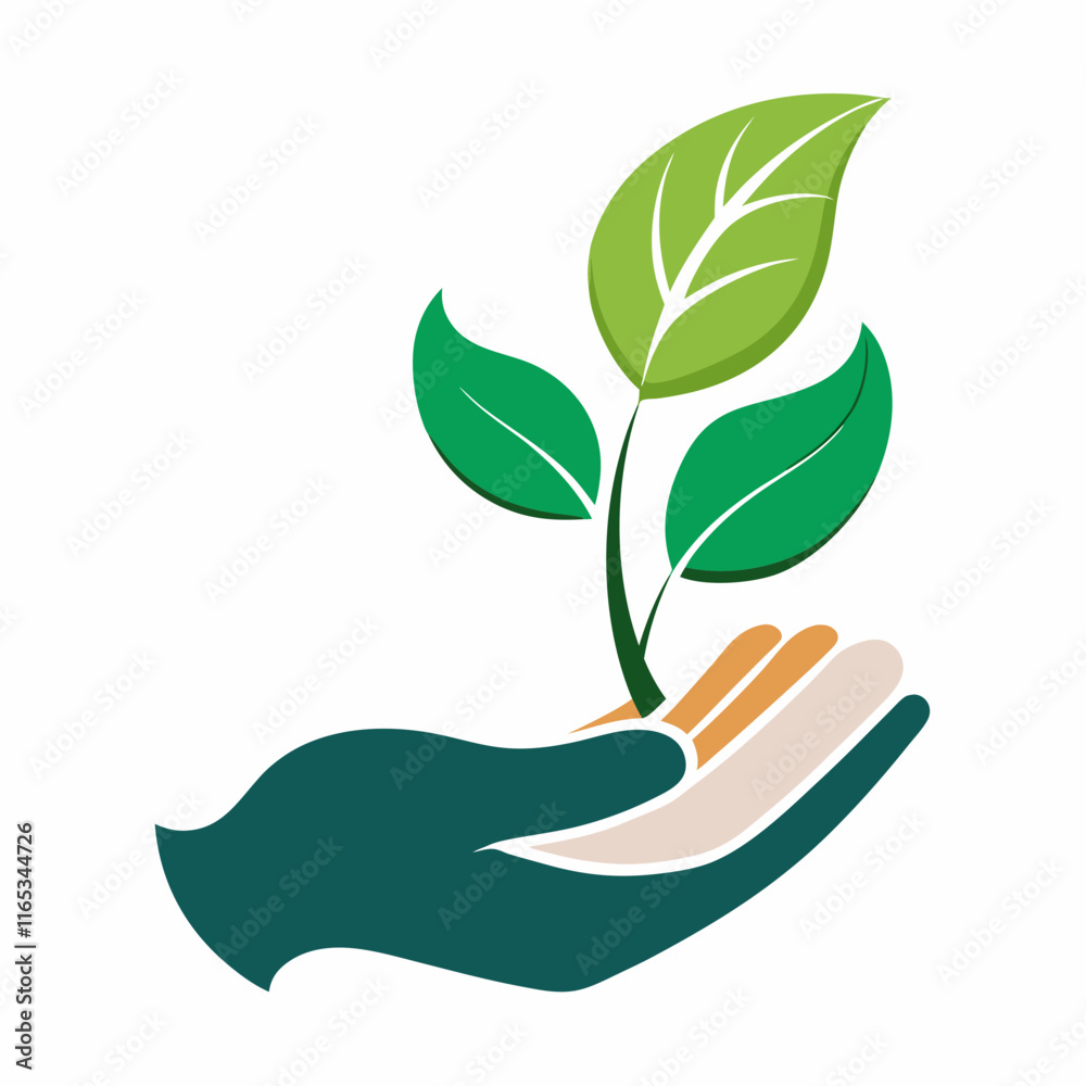 Hand Holding Leaf: Symbol of Care for Nature Vector Design Hand Holding Leaf: Symbol of Care for Nature Vector Design