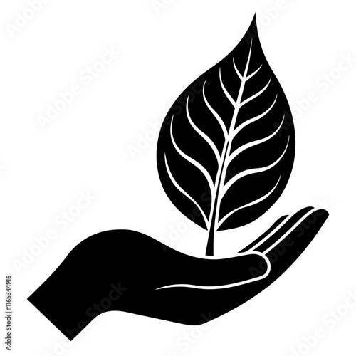 Hand Holding Leaf: Symbol of Care for Nature Vector Design