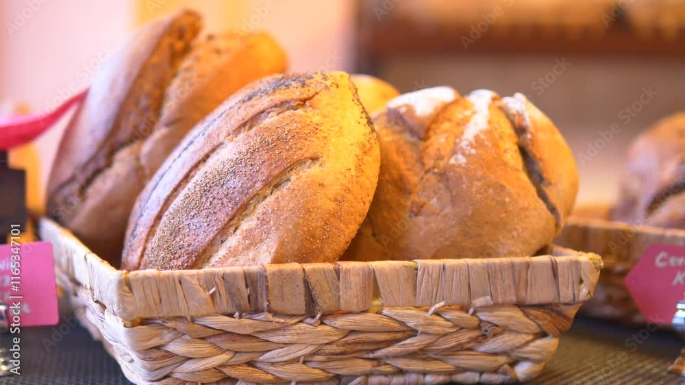 Enjoying Freshly Baked Artisan Bread Beautifully Displayed in a Rustic Basket Enjoying Freshly Baked Artisan Bread Beautifully Displayed in a Rustic Basket