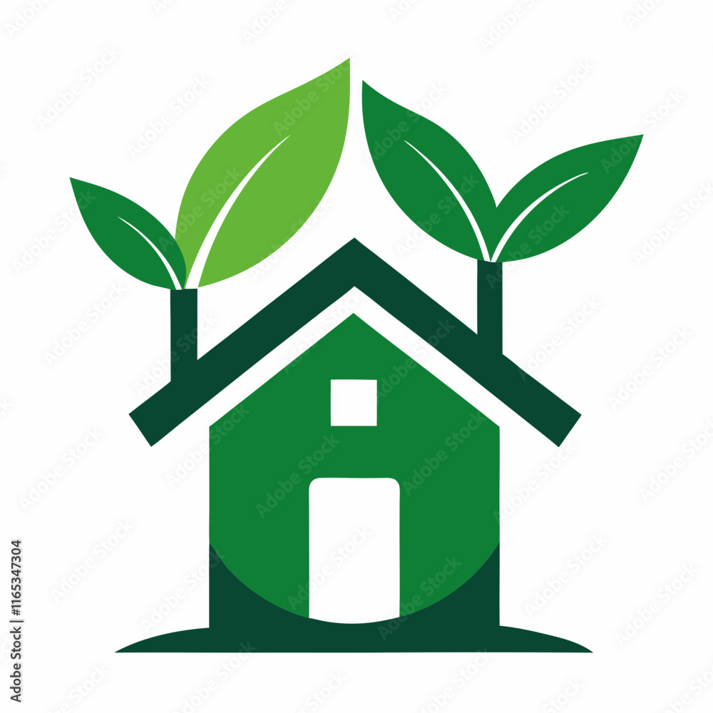 Eco-Friendly Home with Tree Silhouette Vector Design Eco-Friendly Home with Tree Silhouette Vector Design