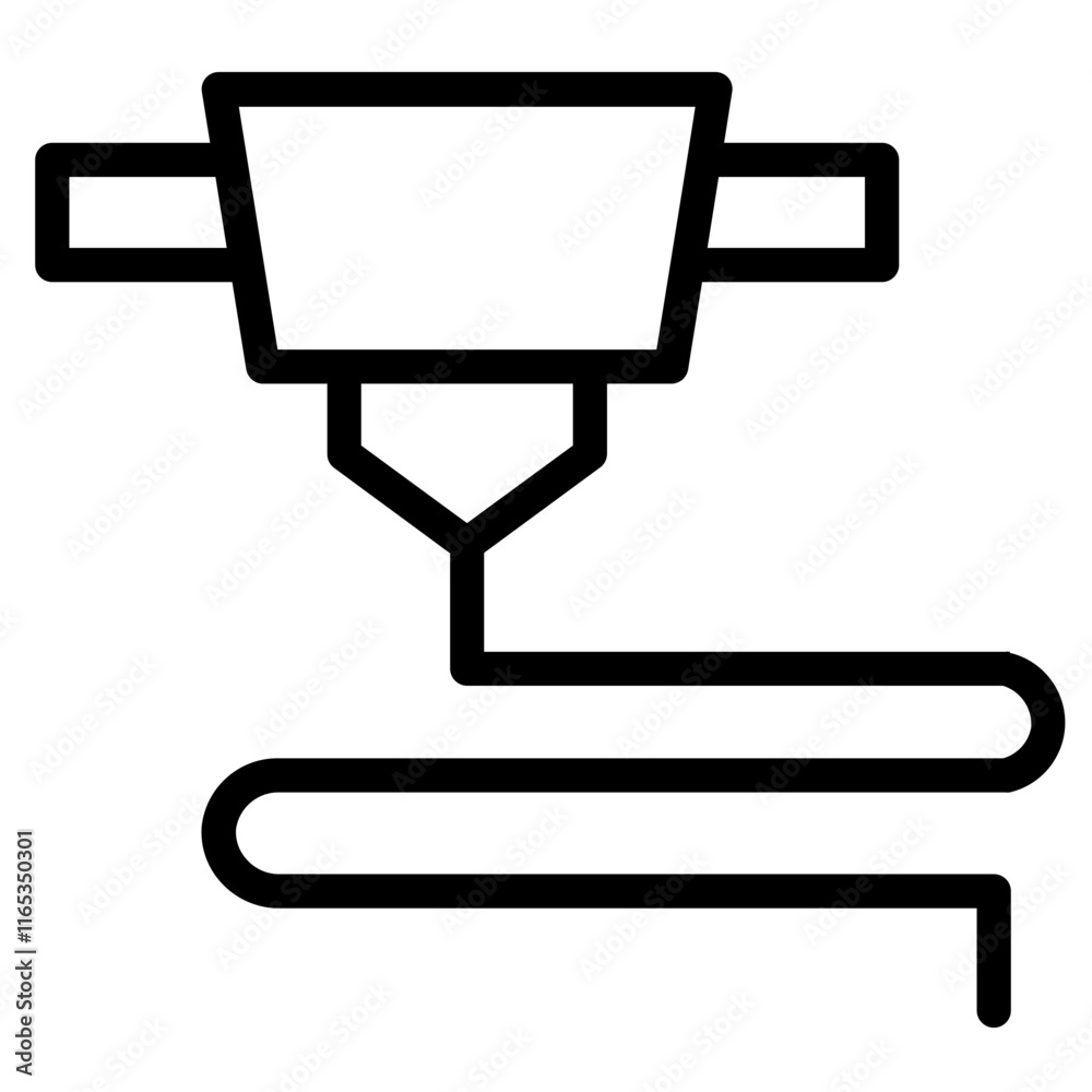 Plastic Printer Printing Line Icon Plastic Printer Printing Line Icon