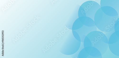 Soft blue gradient background, abstract curved shapes, translucent overlapping circles, gentle pastel tones, minimalist design,