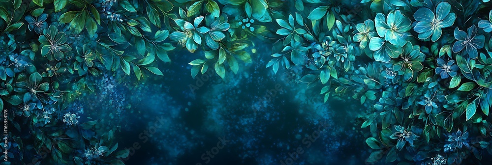 Fototapeta premium deep sapphire green with intricate glowing patterns 