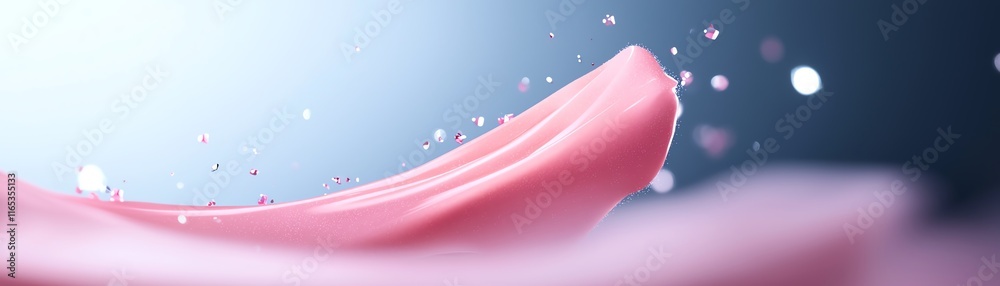 A cinematic closeup of blush with glitter and rich pigmentation textures