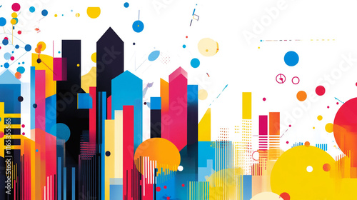 Abstract background with various geometric elements and lines, modern business concept abstract background, marketing research development planning management strategy analysis accounting business.