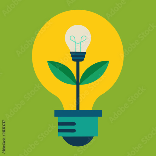 Green Technology Lightbulb Vector Illustration