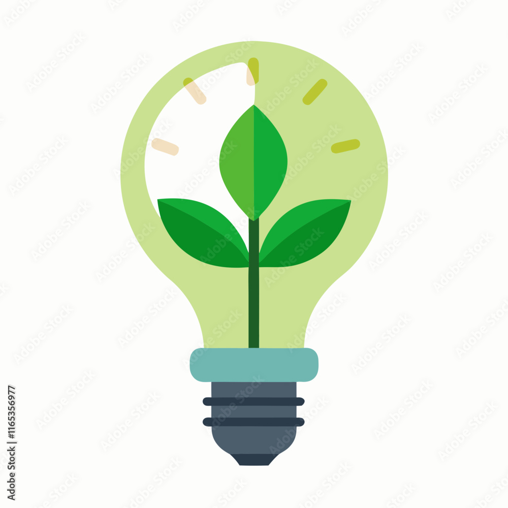 Green Technology Lightbulb Vector Illustration