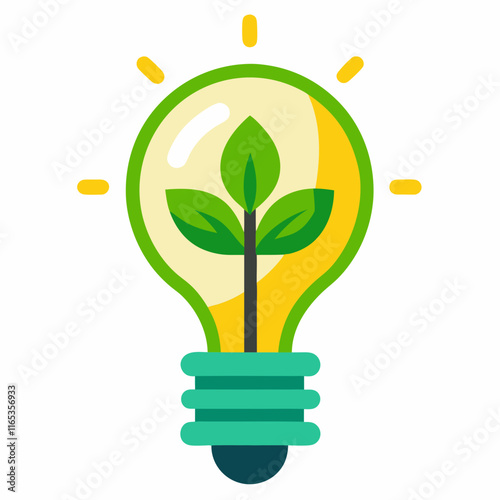 Green Technology Lightbulb Vector Illustration