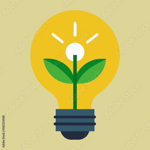 Green Technology Lightbulb Vector Illustration