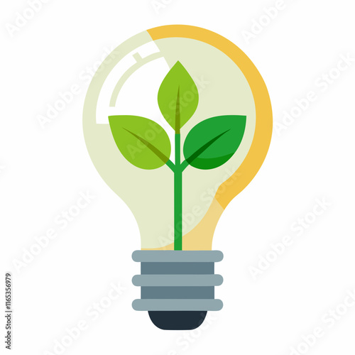 Green Technology Lightbulb Vector Illustration