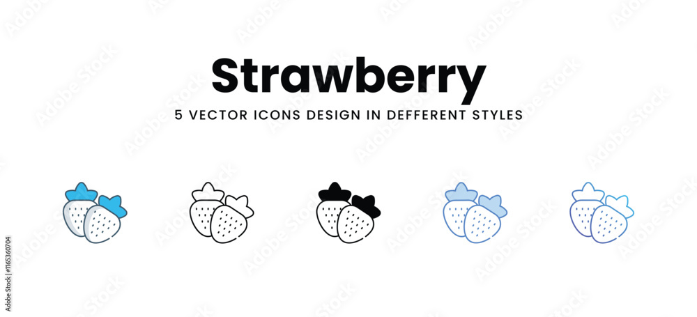 Strawberry icons in different style vector stock illustration Strawberry icons in different style vector stock illustration