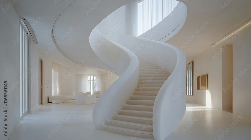 Contemporary wood staircase inside modern house Contemporary wood staircase inside modern house