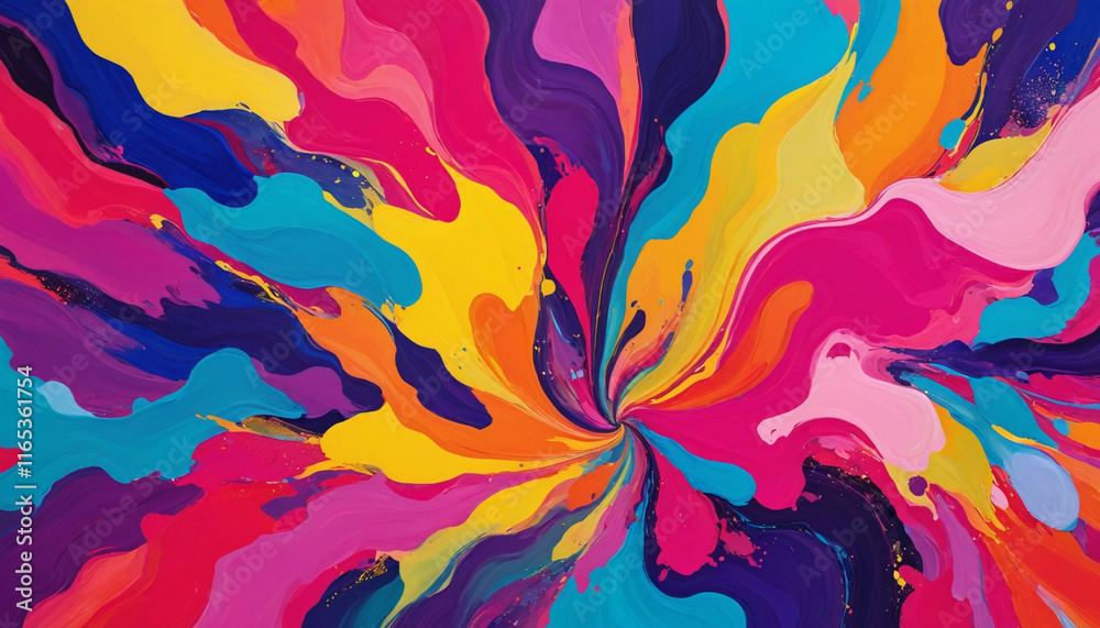 A vibrant abstract composition with a harmonious mix of colors, showcasing the dynamic interaction between form and shape A vibrant abstract composition with a harmonious mix of colors, showcasing the dynamic interaction between form and shape
