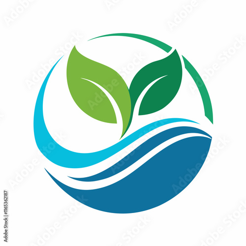 Leaf and Water Logo: Circular Nature-Inspired Design photo