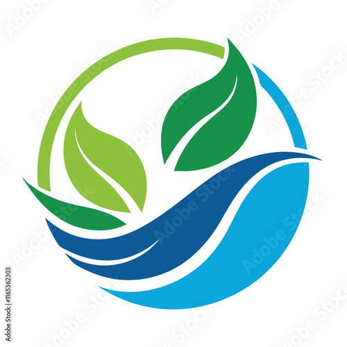 Leaf and Water Logo: Circular Nature-Inspired Design photo