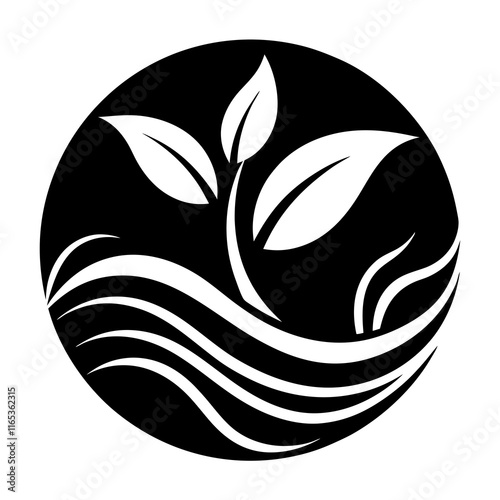 Leaf and Water Logo: Circular Nature-Inspired Design photo