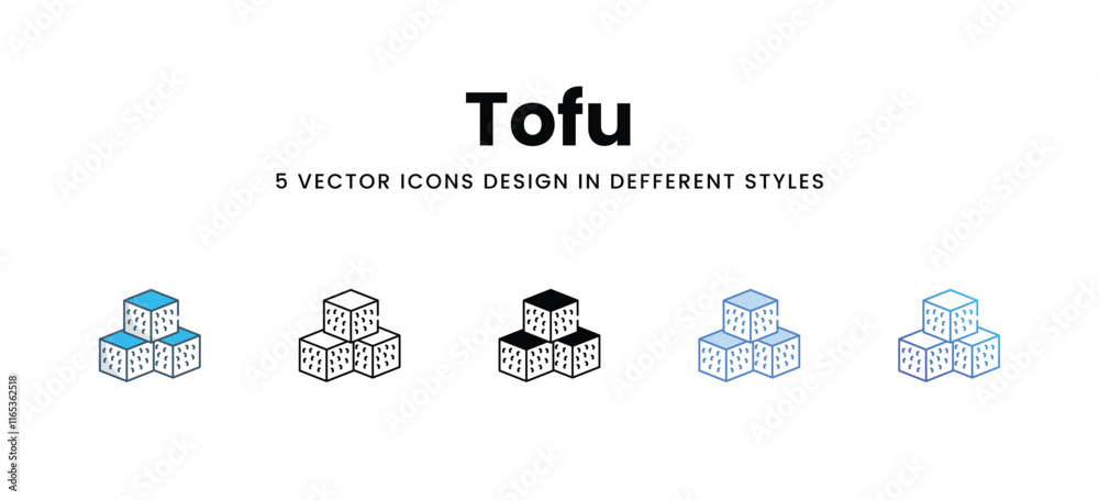 Tofu icons in different style vector stock illustration Tofu icons in different style vector stock illustration