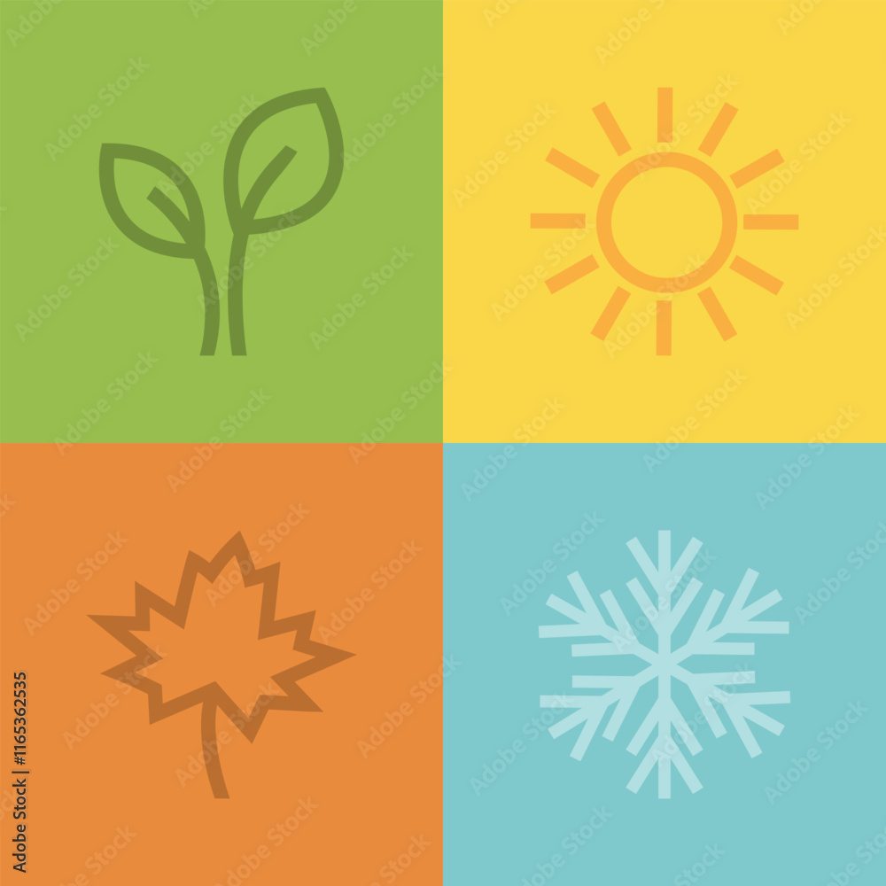 Four seasons symbol illustration. Spring, summer, autumn and winter. Four seasons symbol illustration. Spring, summer, autumn and winter.