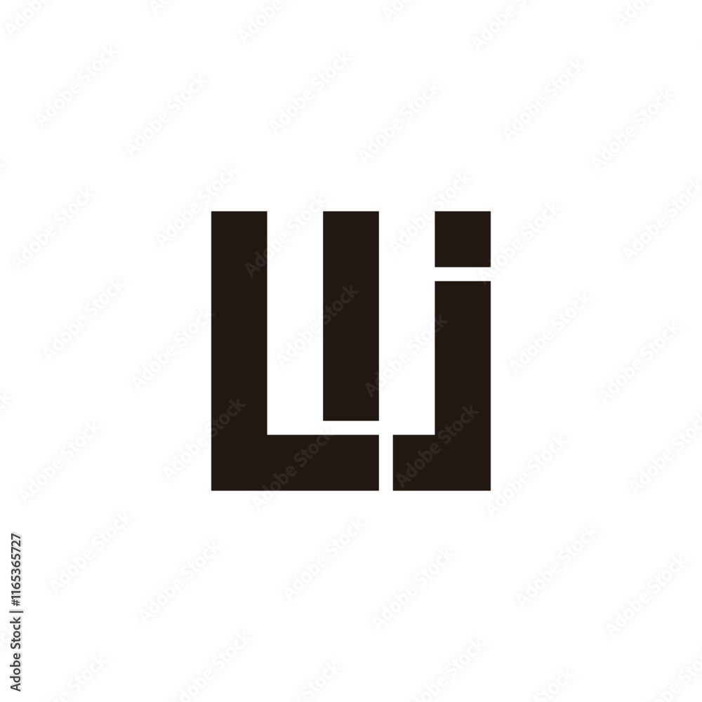 Letter L, j and U square geometric symbol simple logo vector Letter L, j and U square geometric symbol simple logo vector