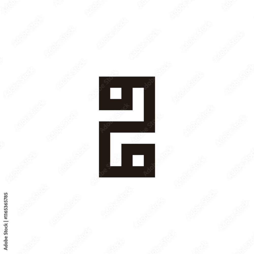 Number 2 square, unique geometric symbol simple logo vector Number 2 square, unique geometric symbol simple logo vector
