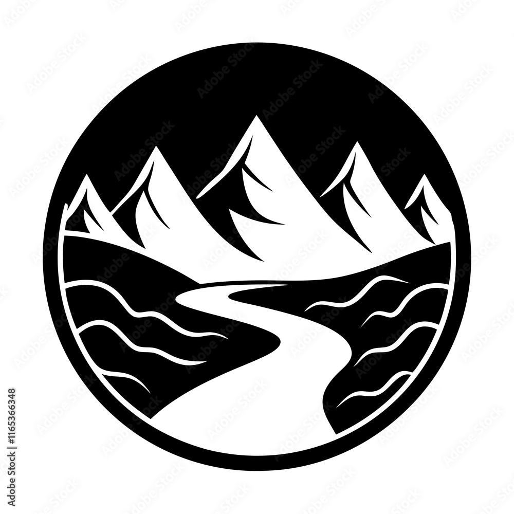 Mountain Range Logo: Natural Landscapes & Water Conservation Design Mountain Range Logo: Natural Landscapes & Water Conservation Design