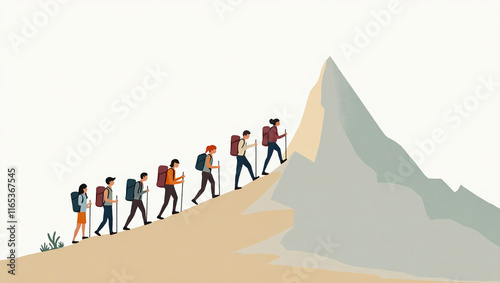 A group of friends hiking on a mountain trail