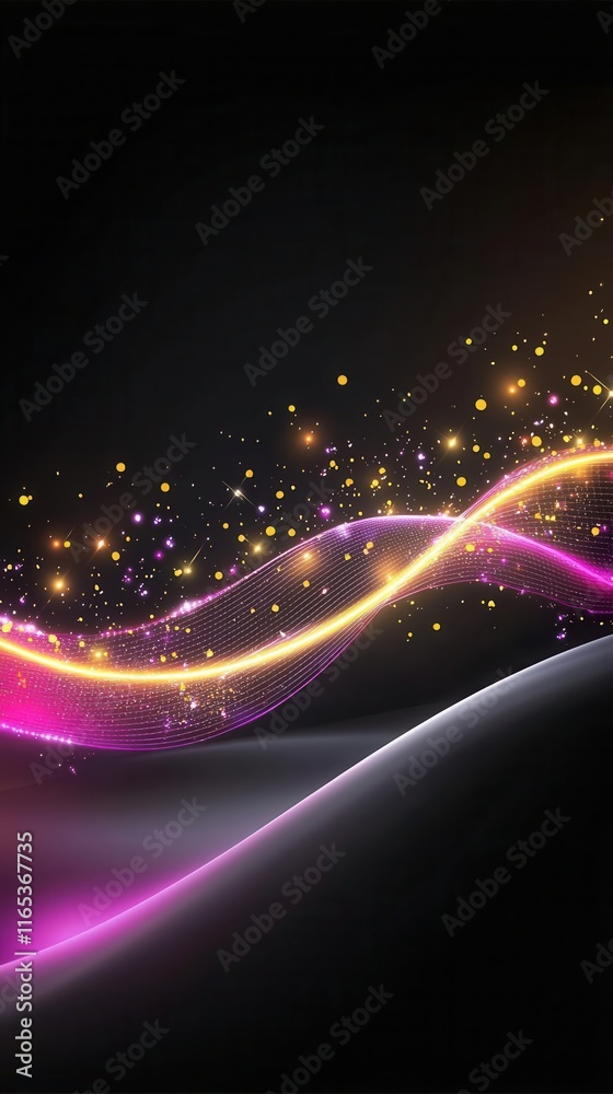 Obraz premium Dynamic colorful waves abstract design digital background dark setting creative concept