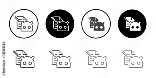 Android file editor icon Thin outline art symbol