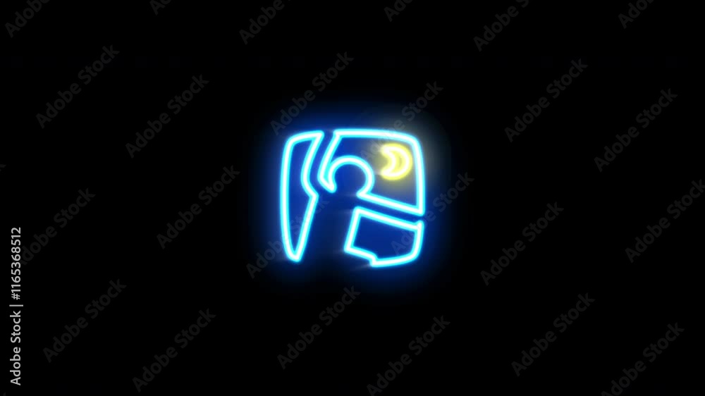 The blinking neon light of a criminal concept icon on a black background. The blinking neon light of a criminal concept icon on a black background.
