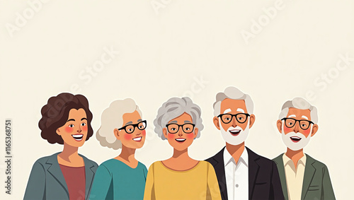 A portrait of elderly friends from different background