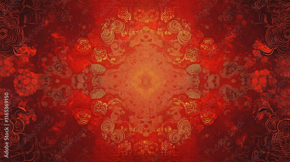 Red Festive Chinese-Inspired Abstract Art Red Festive Chinese-Inspired Abstract Art