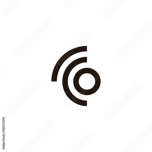 Letter r, c and o circle round geometric symbol simple logo vector