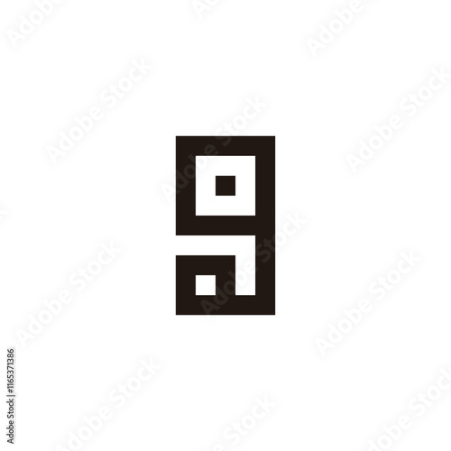 Letter g square, rare geometric symbol simple logo vector