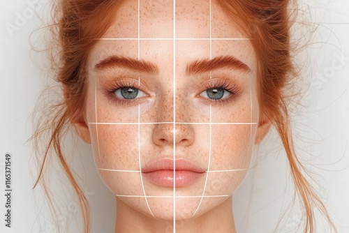 Beauty portrait studio soft lighting close-up facial symmetry analysis