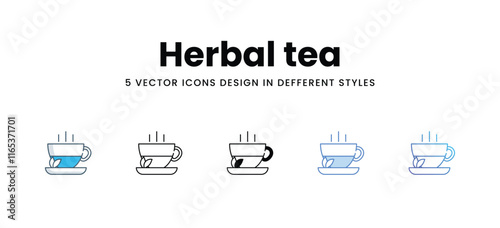 Herbal tea icons in different style vector stock illustration