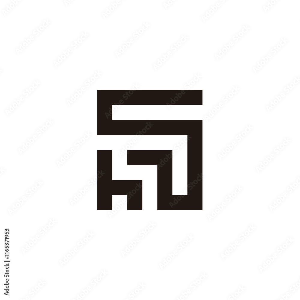 Letter hs square geometric symbol simple logo vector