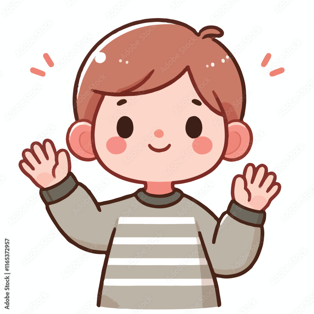 vector image of little boy waving vector image of little boy waving