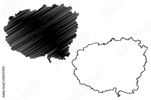 Cuneo province (Italy, Italian Republic, Piedmont region) map vector illustration, scribble sketch Province of Coni map
