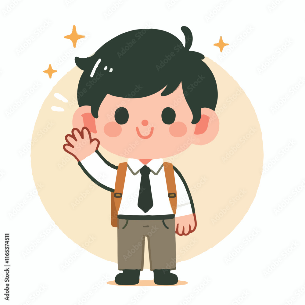 vector image of little boy waving vector image of little boy waving