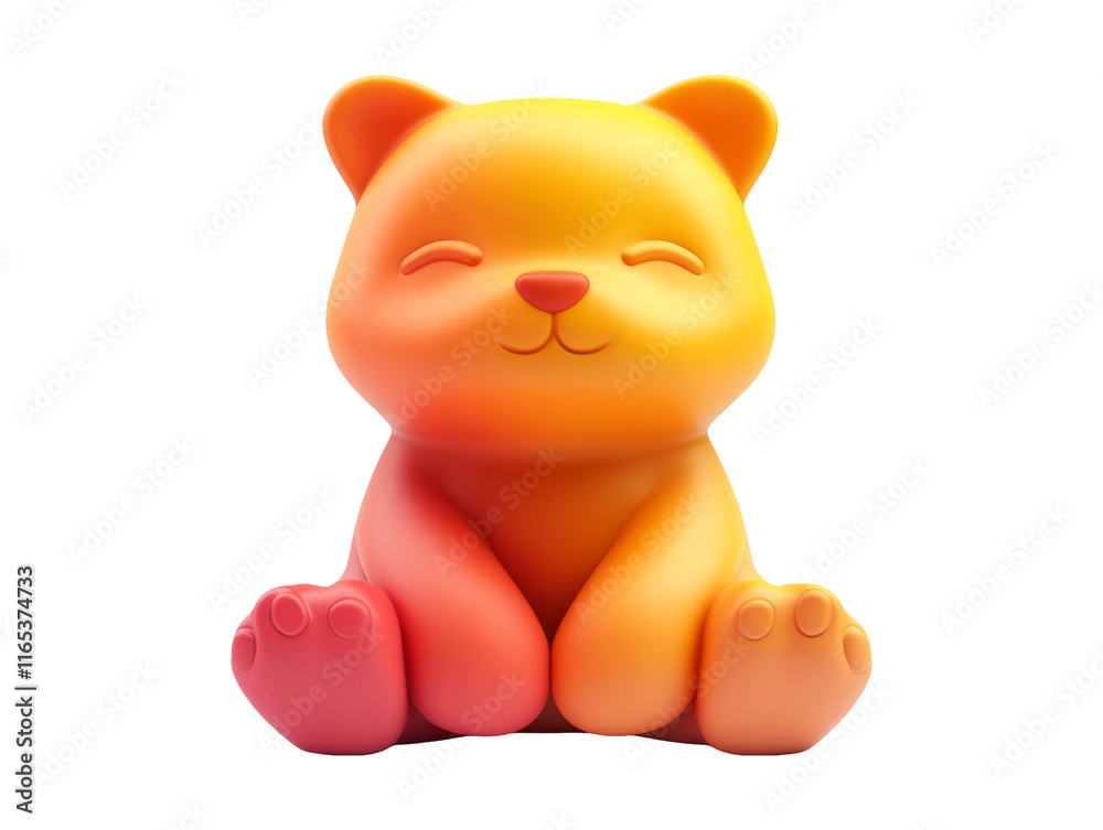 Cute Cartoon Cat Figure in Vibrant Color on Transparent Background Cute Cartoon Cat Figure in Vibrant Color on Transparent Background