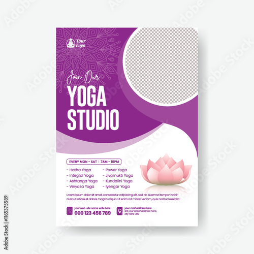 Yoga Studio a4 size vertical print Poster editable template, yoga and beauty spa salon print ready poster leaflet brochure cover design , modern Flyer for Advertisements