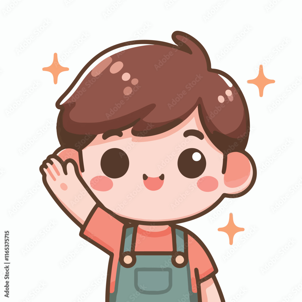 vector image of little boy waving vector image of little boy waving