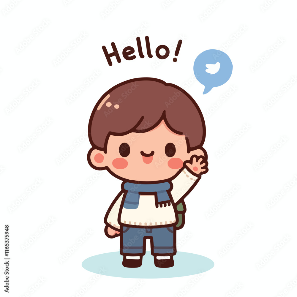 vector image of little boy waving
