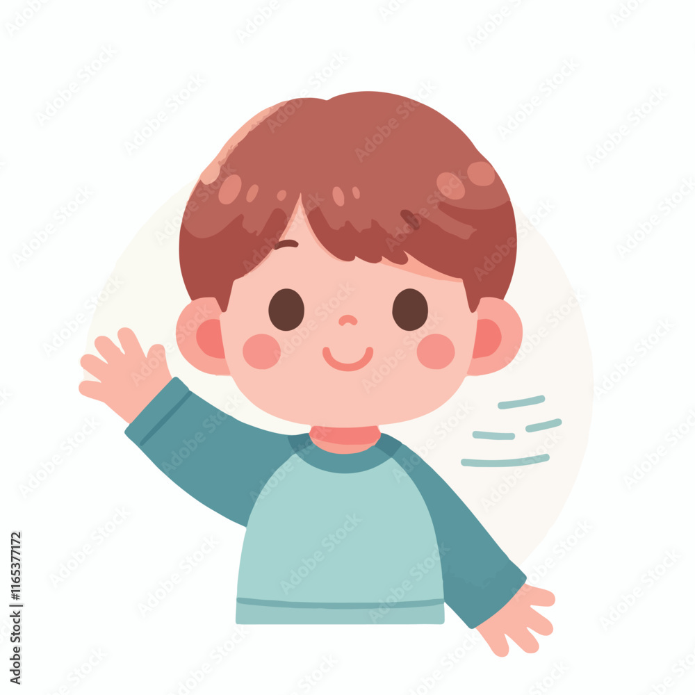 vector image of little boy waving vector image of little boy waving