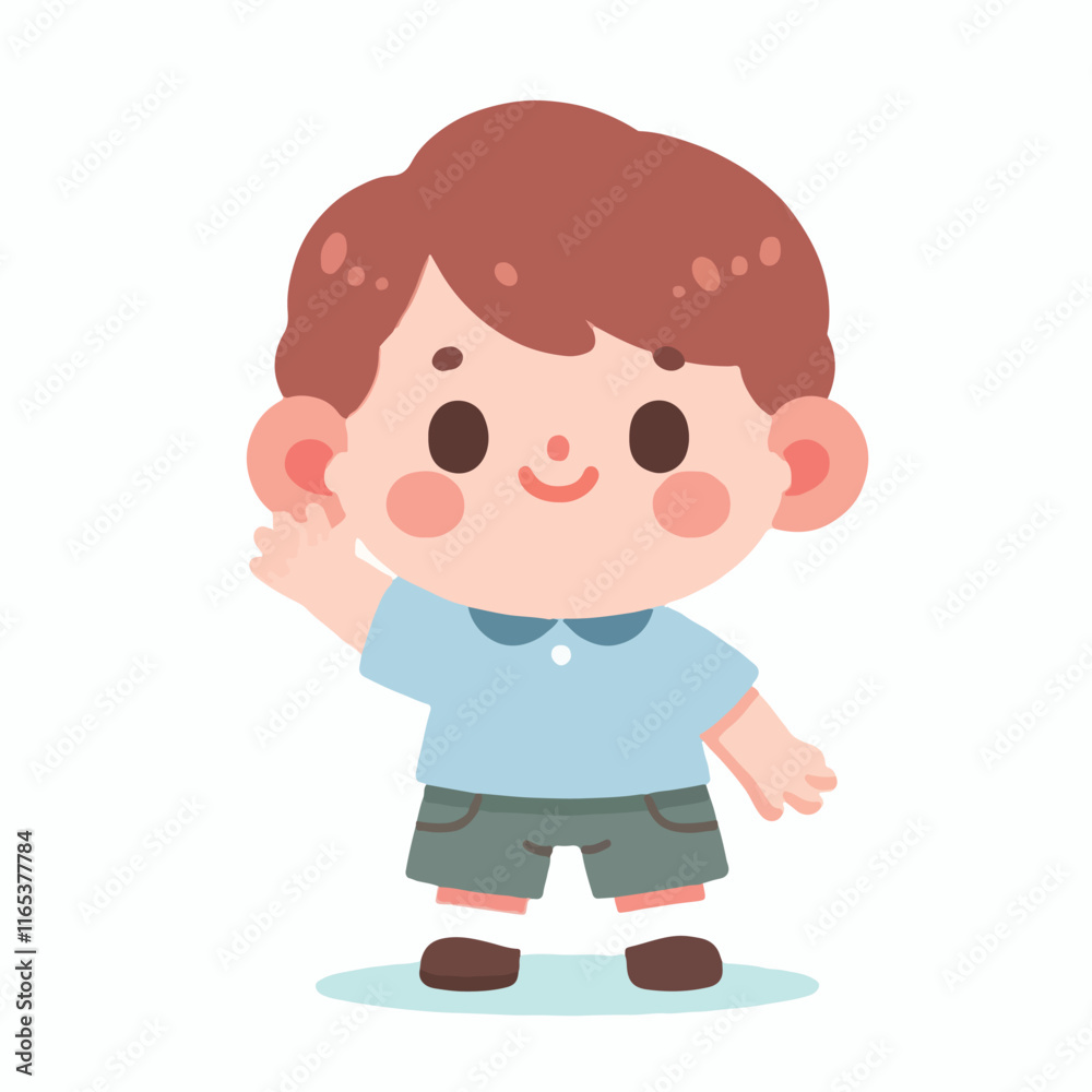 vector image of little boy waving vector image of little boy waving