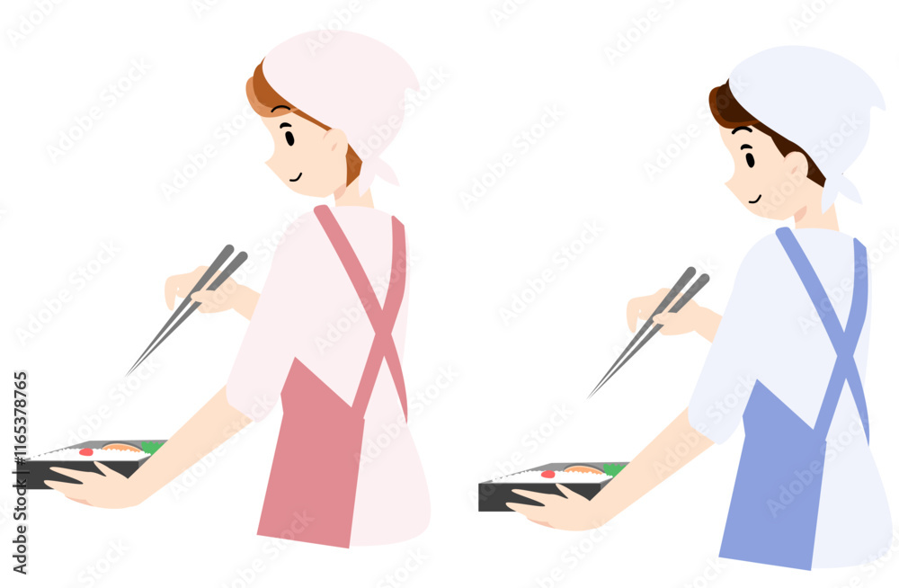 Fototapeta premium お弁当を詰める男女